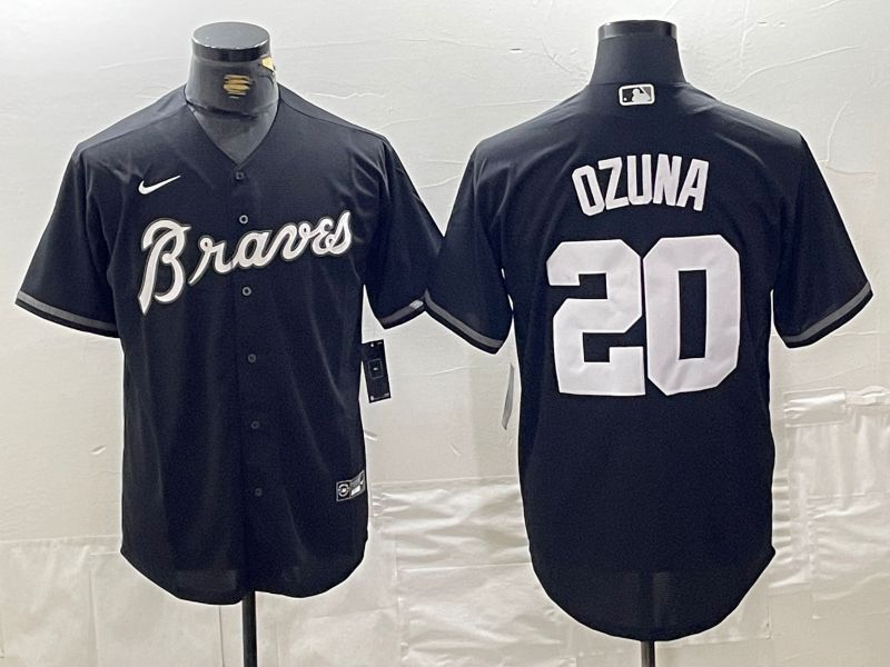 Men Atlanta Braves #20 Ozuna Black Fashion Nike Game MLB Jersey style 1->jacksonville jaguars->NFL Jersey